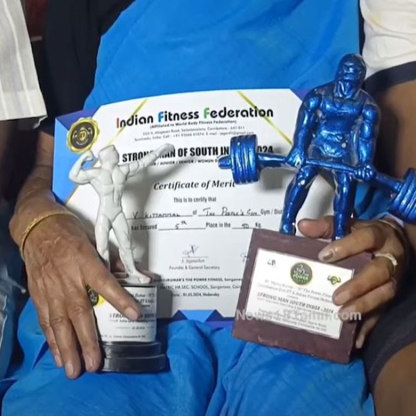 ‘தூள்’ பட பரவை முனியம்மா ஸ்டைலில் பவர் லிஃப்டிங் செய்யும் பாட்டி! 82