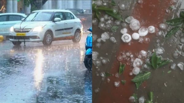 Amid of heavy temperature Katpadi received hailstorm rain in Vellore