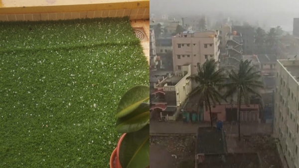 Hail stones and heavy rain hits various parts of bangalore