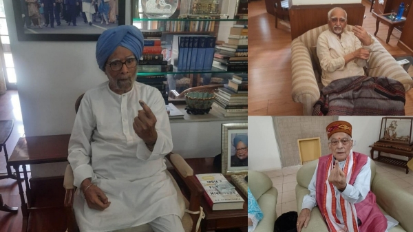 Delhi Lok Sabha Election 2024 Hamid Ansari Manmohan Singh and Murli Manohar Johshi cast their vote at home