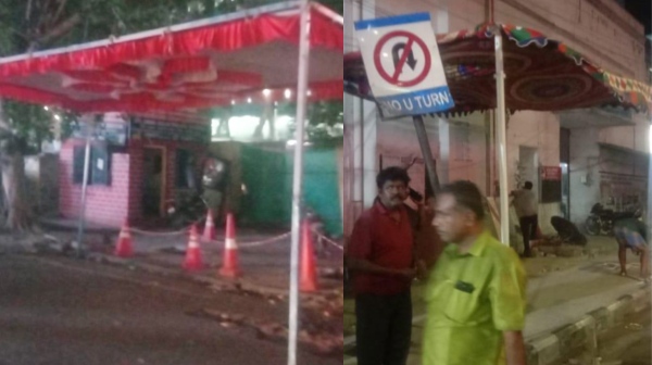 Chennai bus stop changes Fabrication of bus shelters in progress and temporary shamianas