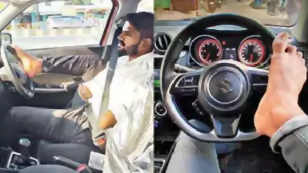 a youth in Tamil Nadu gets driving license without hands