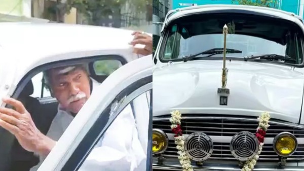 Puducherry chief minister Rangasamy and His Special Old Ambassador Car enjoying sitting in the Front of the seat
