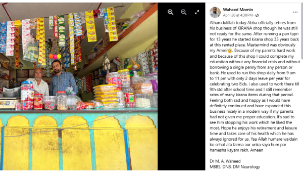 Abba officially retires from his business of KIRANA shop doctor post on social media