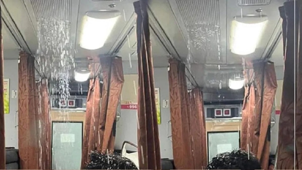Rainwater leaks into Kanniyakumari Superfast Express Train passengers Suffer