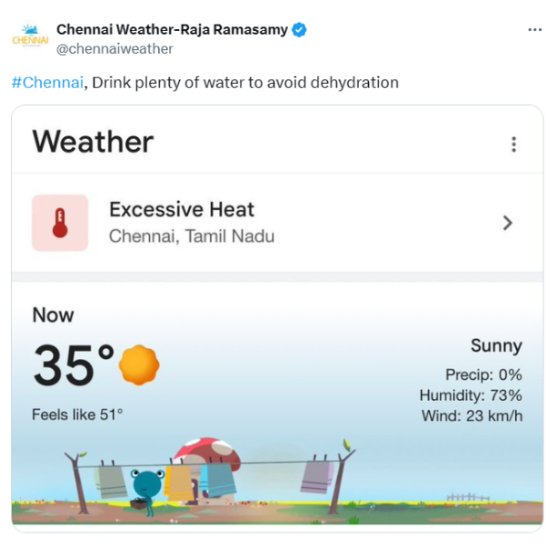 Why Chennai people are feeling extremely hot than actual registered temperature