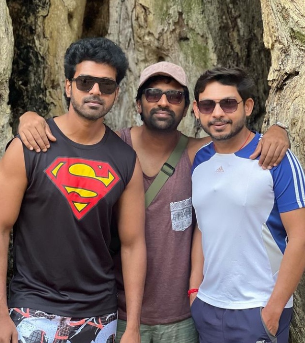 actors Shanthanu Vikranth Bharath and Kalaiyarasan trekking in Yercaud