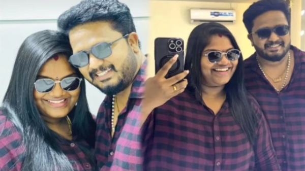Indraja Shankar shared a picture with her husband two months after her marriage