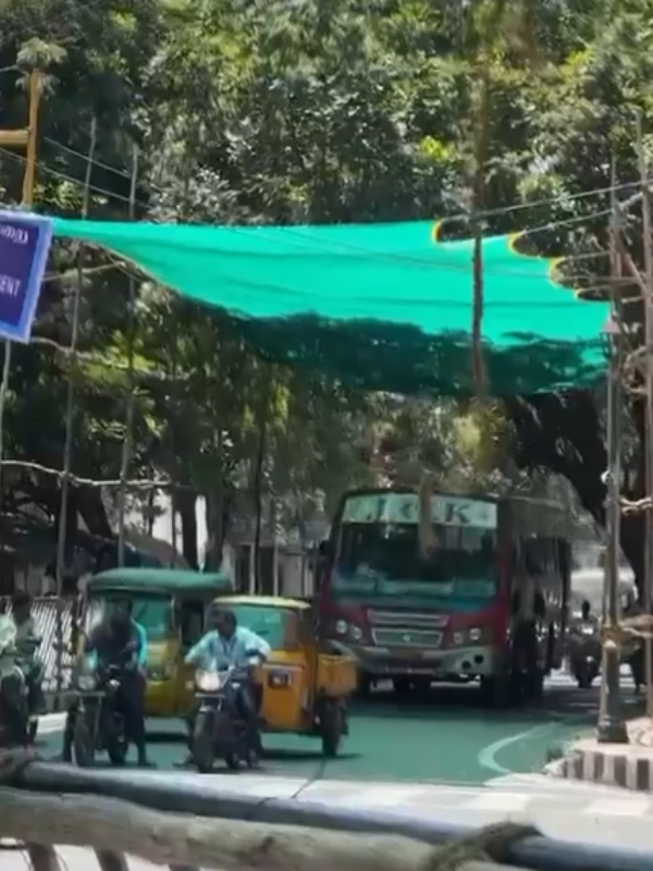 Green Pandhals at traffic signals in Puducherry