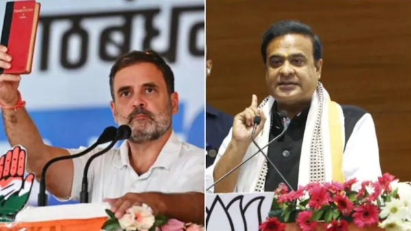 Rahul Gandhi is displaying red Chinese constitution alleges BJP Himanta Biswa Sarma