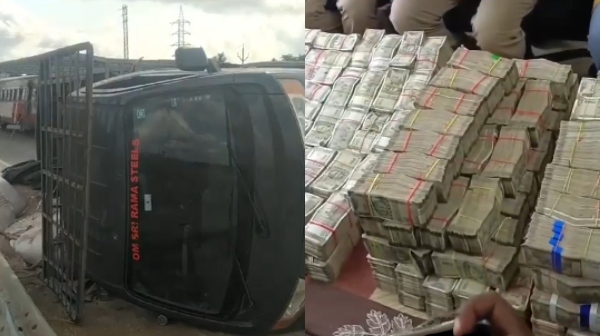 7 crore cash seized from a truck that overturned on the road in Andhra Pradesh