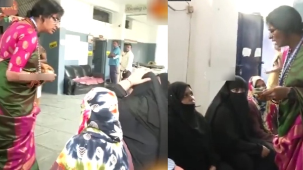 Remove the Hijab Show your face BJP candidate Madhavi Ladha checks Muslim women voters