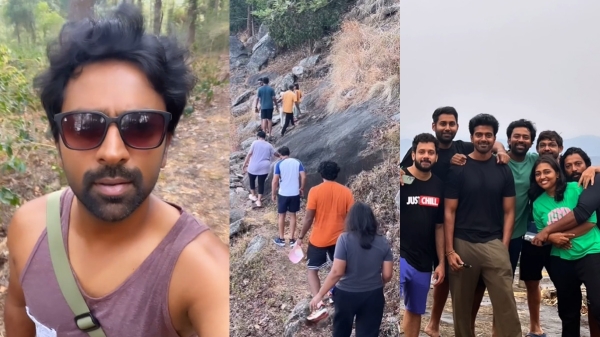 actors Shanthanu Vikranth Bharath and Kalaiyarasan trekking in Yercaud