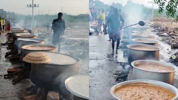 A men only non vegetarian festival was held at Sorikambatti near Madurai