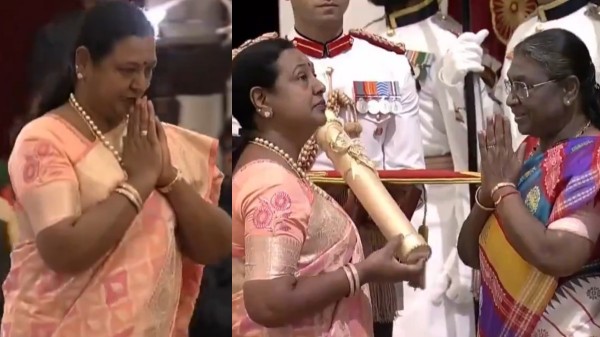 Premalatha gets emotional after gets his husband Vijayakanth s Padma Bhushan award from presidents Droupadi Murmu Premalatha gets emotional after gets his husband Vijayakanth s Padma Bhushan award from presidents Droupadi Murmu