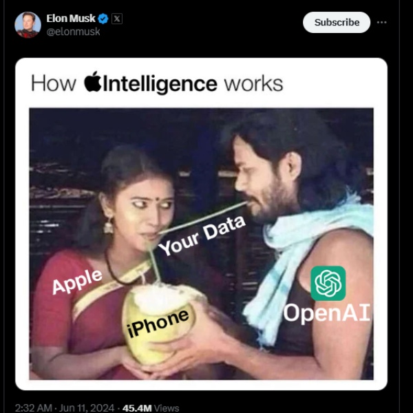 elon musk apple open ai world