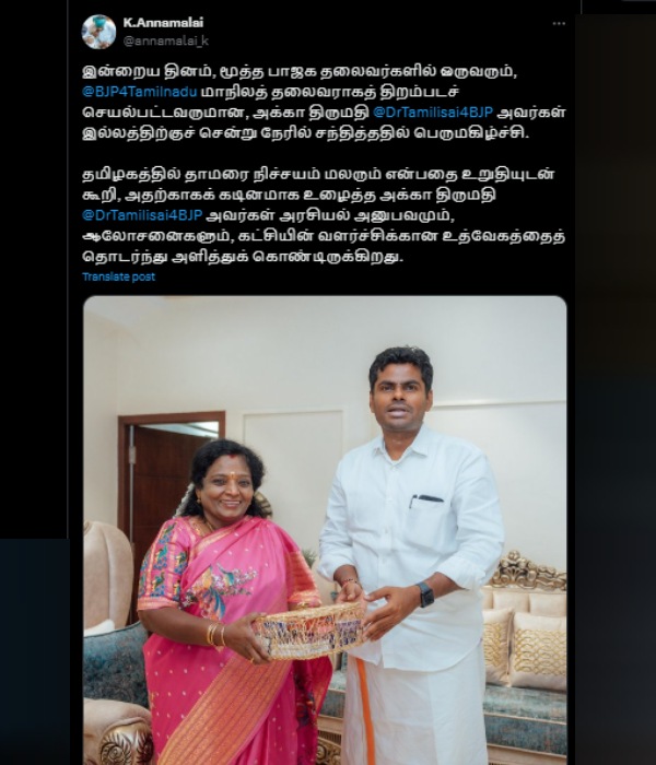 Annamalai tamilisai soundararajan amit shah lok sabha election 2024 bjp politics