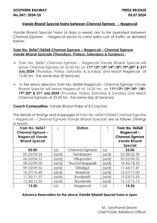 vande bharat Chennai train