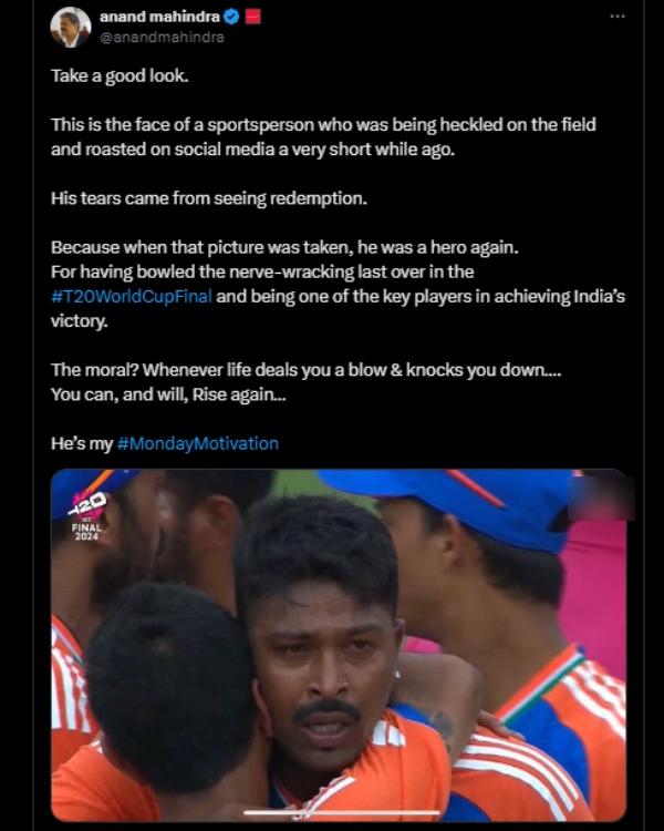 t20 world cup hardik pandya anand mahindra