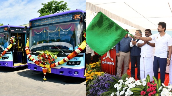 Minister udhayanidhi stalin inaugurates 100 low floor buses in chennai