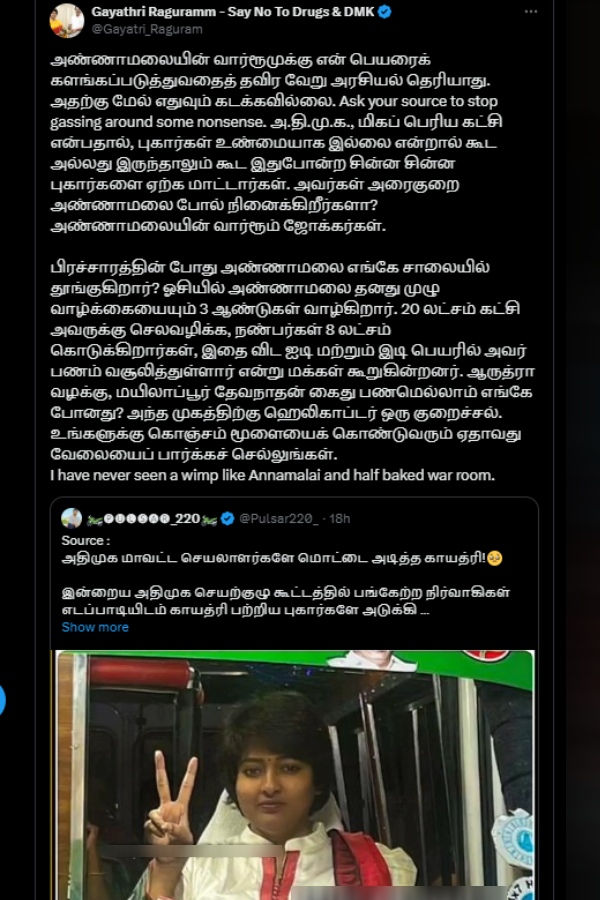 Gayatri Raghuram Annamalai edappadi palaniswami Gayatri Raghuram Annamalai edappadi palaniswami