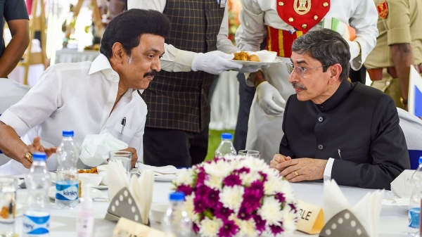 stalin h raja annamalai governor ravi tea party