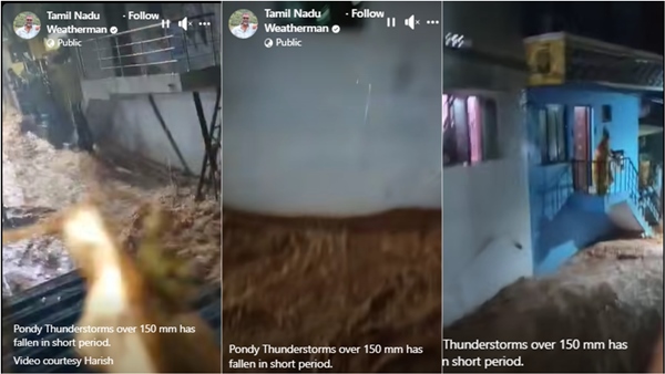 Puducherry Thunderstorms over 150 mm has fallen in short period and tamil nadu weathermen video