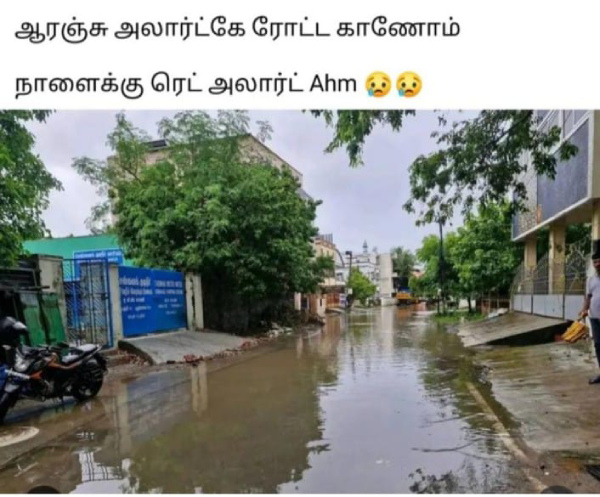 red alert velachery car rain cold summar chennai flood school students