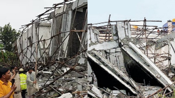 rain building collapses apartment