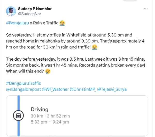 bangalore traffic rain