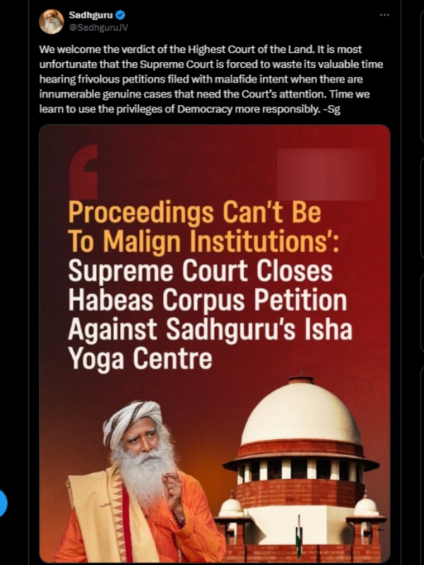 isha yoga supreme court sadhguru