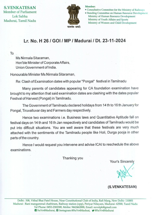 su venkatesan pongal 2025 chartered accountant 2025