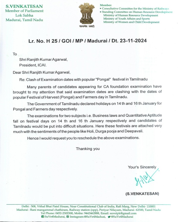 su venkatesan pongal 2025 chartered accountant 2025
