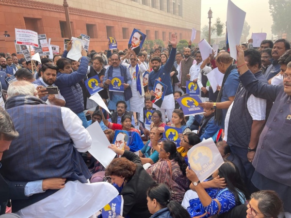 amit shah protest ambedkar