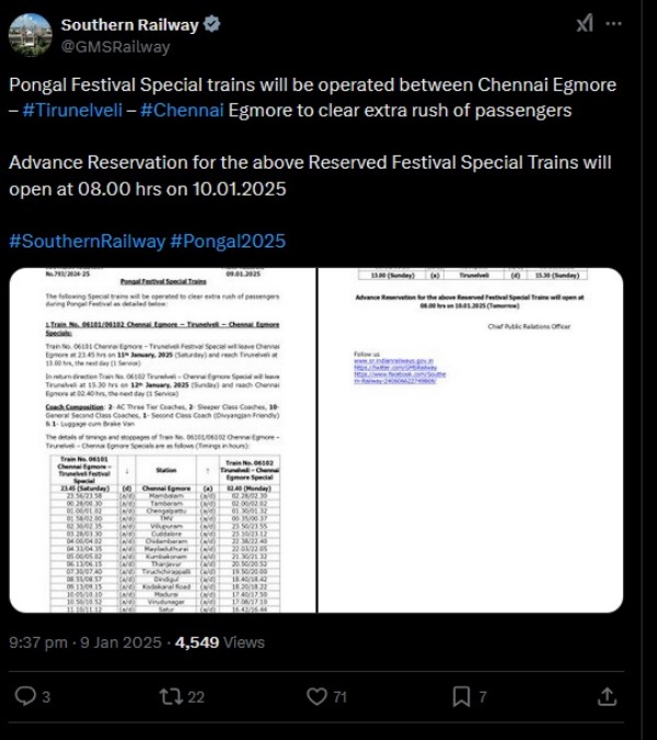 special train pongal 2025 chennai 2025