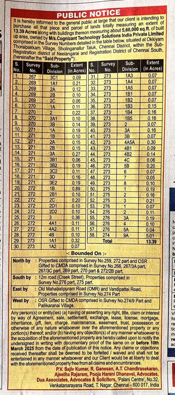 Chennai Cognizant OMR Chennai Cognizant OMR