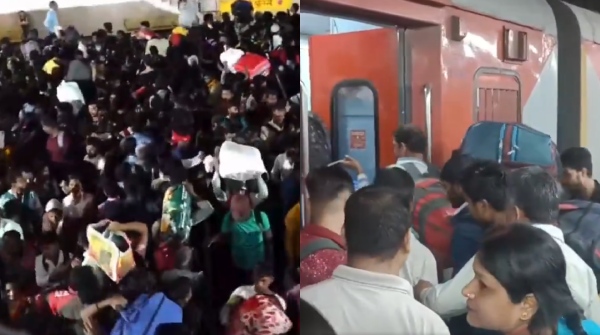 Chaos at New Delhi Railway Station Passenger Congestion Due to Train Delays Chaos at New Delhi Railway Station Passenger Congestion Due to Train Delays