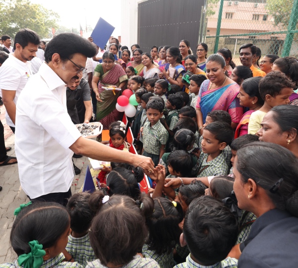 MK Stalin Chennai government school