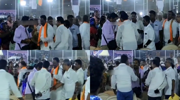 BJP Members Clash with Press in Trichy Meeting Annamalai Speaks Amidst Chaos