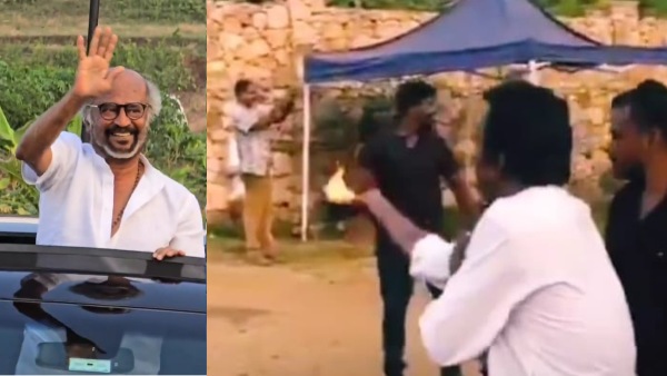 a-fan-welcome-to-actor-rajinikanth-by-holding-camphor-in-his-hand-in-coimbatore a-fan-welcome-to-actor-rajinikanth-by-holding-camphor-in-his-hand-in-coimbatore