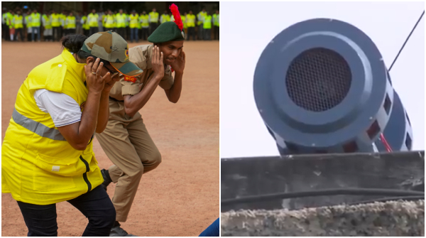 Delhi Air Raid Siren Test at PWD Building Amid India-Pakistan Tensions