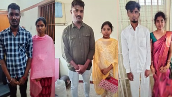 3 love couples gathered at Omalur Police Station in Salem on the same day