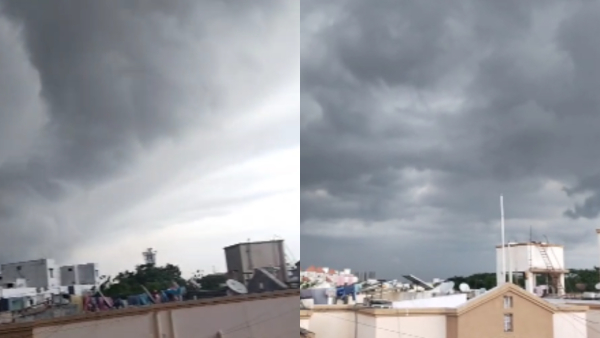 Heavy Rains and Strong Winds Lash Chennai Dark Clouds Cover the City