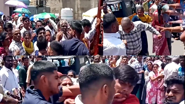 Scuffle Breaks Out Among Devotees at Annamalaiyar Temple in Tiruvannamalai Scuffle Breaks Out Among Devotees at Annamalaiyar Temple in Tiruvannamalai