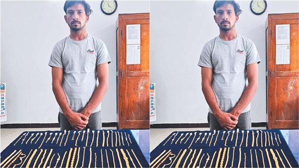 Chennai Man arrested for stealing 48 sovereign gold jewelry from a famous jewelry store in Saidapet Chennai Man arrested for stealing 48 sovereign gold jewelry from a famous jewelry store in Saidapet