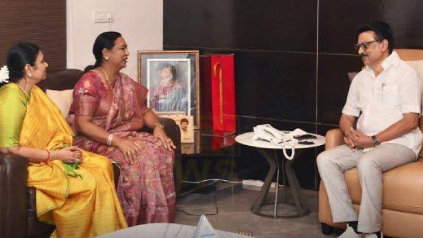Premalatha Vijayakanth Meets CM Stalin Inquires About His Health