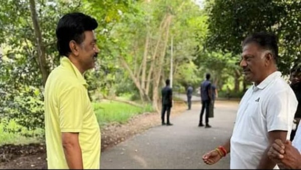 o-panneerselvam-meets-cm-stalin-during-morning-walk-in-chennai