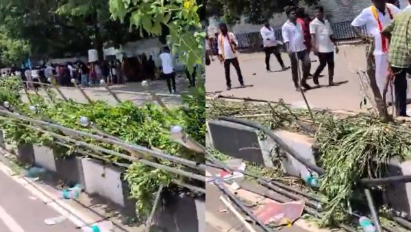 tvk-vijay-protest-missing-center-medians-on-vedananda-road-chennai