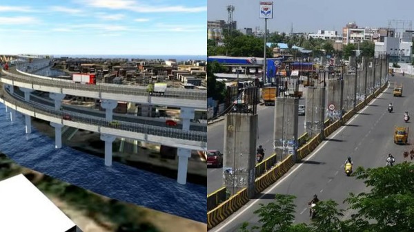 Maduravayal flyover Maduravayal bridge Port Maduravayal flyover two storey flyover project demolition of coovam pillars
