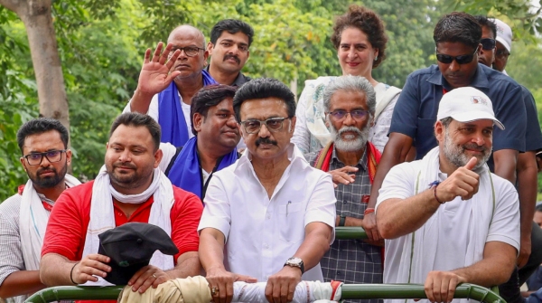 BJP Challenges Stalin to Repeat Anti-Bihari Anti-Sanatana Dharma Remarks During Voter Adhikar Yatra